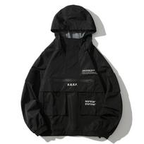 Vyriška striukė Techwear High Street Streetwear juoda džemperis Kišeninis vyras Moteriška Pora Pavasario rudens mada Nauja vandeniui atspari vyriška viršutinė dalis M juoda