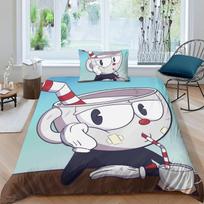The Cuphead Show Animacinis patalynės komplektas Išskirtinis lovos reikmenų rinkinys Antklodės užvalkalas Lovo uždangalo komplektas Patalynės komplektas Gimtadienio dovana 180*220cm 3pcs
