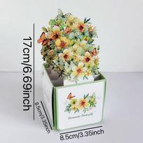 Watercolor Flowers Design 3D Pop-Up Greeting Card Premium Quality Handwritten Note Pop-Up Birthday Card Festival Use mėlyna