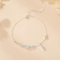 Tichia S925 Sterling Silver Paper Airplane Bracelet - Korean Style, Versatile, Niche Design 925 Silver beige