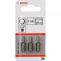 Bosch atsuktuvo antgalis Extra Hard, 3 vnt., Torx, T10, plienas, 25 mm