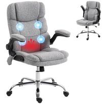 Massage and heating office armchair, ergonomic office chair with adjustable height, tilt function, grey 71 x 66 x 112 cm