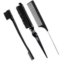 3Pcs New for Edge Back Brushing Combing Bristle Hair Brush Teasing Brush Slick Brush Set Grooming juoda