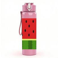 1PC Watermelon Block Slice Print 750ml Color Plastic Sports Water Bottle Leakproof Flip Straw Lid For Sports Office Home Use Pack of 1 rožinė