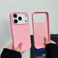 Magnetic Liquid Silicone Case for iPhone 17/17 Air/17 Pro/17 Pro Max For Magsafe Big Camera Hole Cover Shockproof Protective iPhone Air rožinės rožinės spalvos