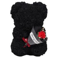 24cm Size Eternal Rose Bear Flower Bouquet Long Lasting Artificial Flower Gift Creative Design Foam Flowers Eternal Rose Bear raudona