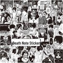 65 Cartoon Anime Death Note Stickers: Black & White Yagami Designs for Phone, Journal, and DIY Decor gray