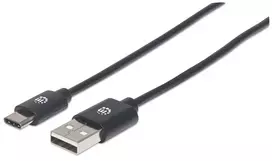 Manhattan 354936 USB-C–USB-A kabelis, USB 2.0, 3 m, kištukas/kištukas, juodas