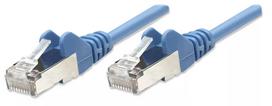 Intellinet tinklo kabelis Cat5e, 7,5 m, mėlynas, CCA, SF/UTP, PVC, RJ45, auksuoti kontaktai, apsaugotas nuo užsifiksavimo, su gaubtuku, visam gyvenimui garantija