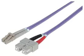 Intellinet šviesolaidinis jungiamasis laidas OM4, LC/SC, 1 m, violetinis, dupleksinis, daugiamodis, 50/125 µm, LSZH, viso gyvenimo garantija