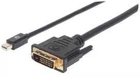 Manhattan 152150 pasyvus vaizdo kabelis iš Mini DisplayPort į DVI-D, kištukas į kištuką, 1,8 m, juodos spalvos