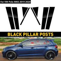 8 vnt. juodos kolonos stulpelių lango apdailos dangtis, skirtas VW Polo MK6 lango veidrodžio efekto plėvelei automobilio B kolonai black