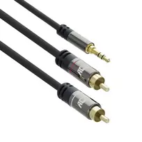 Garso kabelis ACT AC3605 1,5 m 3,5 mm – 2 x RCA juodas