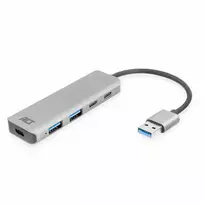 USB šakotuvas ACT AC6125 3.2 Gen 1 Type-A 5000Mbit/s pilkas