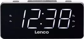 Lenco CR-18 – Skaitmeninis žadintuvas su FM radiju ir LED ekranu (1,8 colio), juodas/sidabrinis