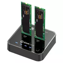 CoreParts MS-CLONER-SATA M.2 SSD dokavimo stotelė su klonavimo funkcija, USB 3.2 Gen 2 Type-C, juoda