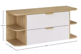 Pakabinama vonios spintelė su stalviršiu ir atviromis lentynomis Aster White, 120 cm, balta