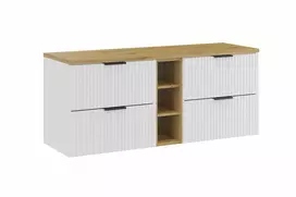 Pakabinamų vonios spintelių komplektas Adel White, 140 cm, balta