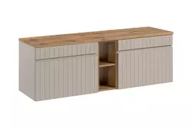 Pakabinamų vonios spintelių komplektas Iconic Cashmere, 140 cm, smėlinė