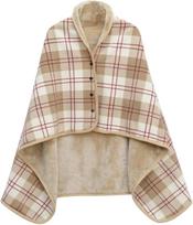 Fleece nešiojama antklodė Šiltas pončo pledas su sagomis Pliušinė rankovių neturinti antklodė moterims Apsiaustas su lengvu languotu dizainu 100X140cm gray