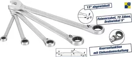 Raktų rinkinys HAZET 606/5 – 8,10,13,17,19 mm – chromuotas – blizgus – 13° – Vokietija