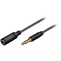 Wentronic Goobay 3,5 mm lizdo ilginimo laidas, juodas, 3 m – kištukas 3,5 mm (4 kontaktai, stereo) > lizdas 3,5 mm (4 kontaktai, stereo) (62480)