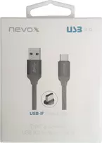 USB 3.2 Gen 1 laidas, USB-A kištukas > USB-C kištukas (sidabrinis, 1 metras, pintas)