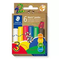 Staedtler Noris Jumbo 842 C6 modeliavimo plastilinas, 6 lazdelės po 16,6 g, įvairių spalvų