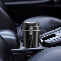Automobilio elektrinis virdulys su temperatūros rodikliu, skirtas stovyklavimui, sunkvežimiams, nerūdijančio plieno juoda