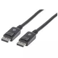 Manhattan DisplayPort 1.2 laidas, 4K@60Hz, 1 m, kištukas-kištukas, su fiksatoriais, pilnai ekranuotas, juodas, viso gyvenimo garantija