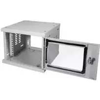 LogiLink W06Z33G 10" SoHo sieninė spintelė, 4U, stiklinės durelės, šviesiai pilka
