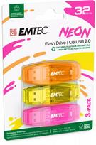 Emtec C410 Neon USB 2.0 atmintinė 32GB, 3 vienetų paketas (P3)