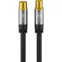 Goobay TV antenos laidas (135 dB tipas), 4 kartus ekranuotas, 2 m, juodas – auksuotas, koaksialinis lizdas > koaksialinis kištukas (70367)