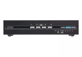 KVM jungiklis ATEN 4 prievadų USB HDMI dviejų ekranų saugus su CAC (4 kompiuteriai, 4K UHD 3840×2160)