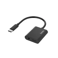 Hama 00200319 2in1 USB-C į 3,5 mm ausinių / įkrovimo adapteris, juodas