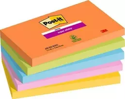 3M 655-5SS-BOOS Lipnūs lapeliai stačiakampiai mėlyni - žali - oranžiniai - rožiniai - geltoni 90 lapų
