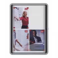 Nobo Premium Plus magnetinė rakinama skelbimų lenta su vyriais ir stiklinėmis durelėmis 4xA4