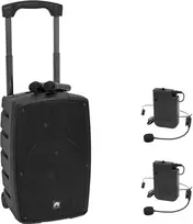 Belaidis mikrofonų rinkinys Omnitronic WAMS-12BT2 — 2x siųstuvai su segtuku, 2x ausinės mikrofonai