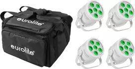 LED Par šviestuvų rinkinys EUROLITE Silent Par 6 QCL Floor 4x su minkštu krepšiu – grindiniai QCL LED prožektoriai, 4 vienetų komplektas
