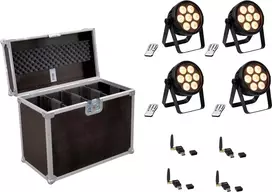 LED prožektorius EUROLITE 4C-7 Silent Slim 4x su USB QuickDMX – kompaktiškas 4 galvų DMX šviestuvas