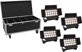 LED daugiafunkcis užpildymo šviestuvų rinkinys EUROLITE 20001034 su 4 įkraunamomis baterijomis, 18x10W RGBW šviesos diodai