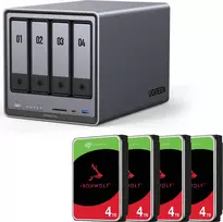 NAS korpusas UGREEN DXP4800 Plus su 16TB (4×4TB) SATA diskais, 4 lizdai, RAID paruoštas