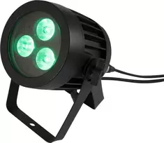 LED PAR šviestuvas EUROLITE 3x8W QCL Spot — 3x8W RGB COB LED, kompaktiškas prožektorius
