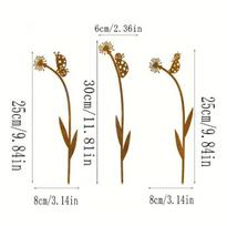 Rust Metal Ladybug & Dandelion Garden Stakes, 3-Piece Set for Flower Pot & Corner Decoration See detail page brown