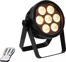 LED prožektorius EUROLITE 4C-7 Silent Slim 7W RGB – kompaktiškas sceninis/ambientinis šviestuvas
