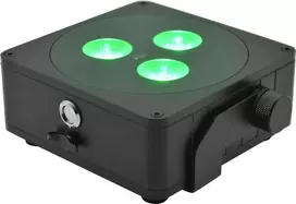 Baterijomis maitinamas plokščias šviestuvas EUROLITE AKKU IP 3 sw 41700020 RGB, skirtas mobiliam ir lauko naudojimui