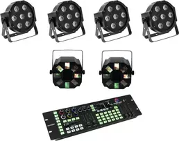 LED grindų rinkinys EUROLITE SLS-7 HCL 4x + LED FE-700 2x su DMX Color Chief valdikliu