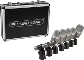 Būgnų mikrofonų rinkinys Omnitronic MIC 77-7LMH MK2 – 7 dalių komplektas kelių mikrofonų būgnų įrašymui