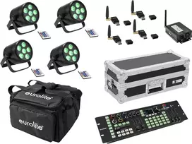 Nešiojamas baterijomis maitinamas apšvietimo rinkinys EUROLITE AKKU Mobile 20000668, įkraunamas LED šviestuvų komplektas