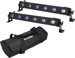 LED juostinis šviestuvas EUROLITE LED BAR-6 QCL RGB+UV 2 vnt. rinkinys – scenos/architektūrinis apšvietimas, RGB + UV šviesos diodai
